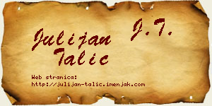 Julijan Talić vizit kartica